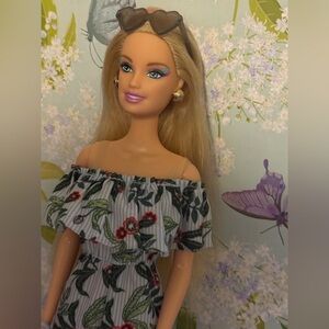 Barbie Doll with Floral Dress and Heart Sunglasses